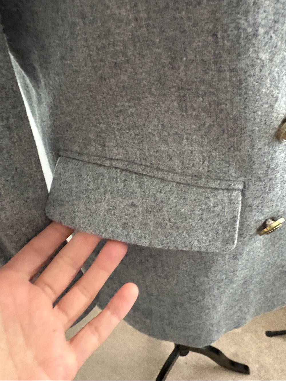 Double-Breasted Gray Women's Wool Blend Blazer Jacket - Picture 6 of 10